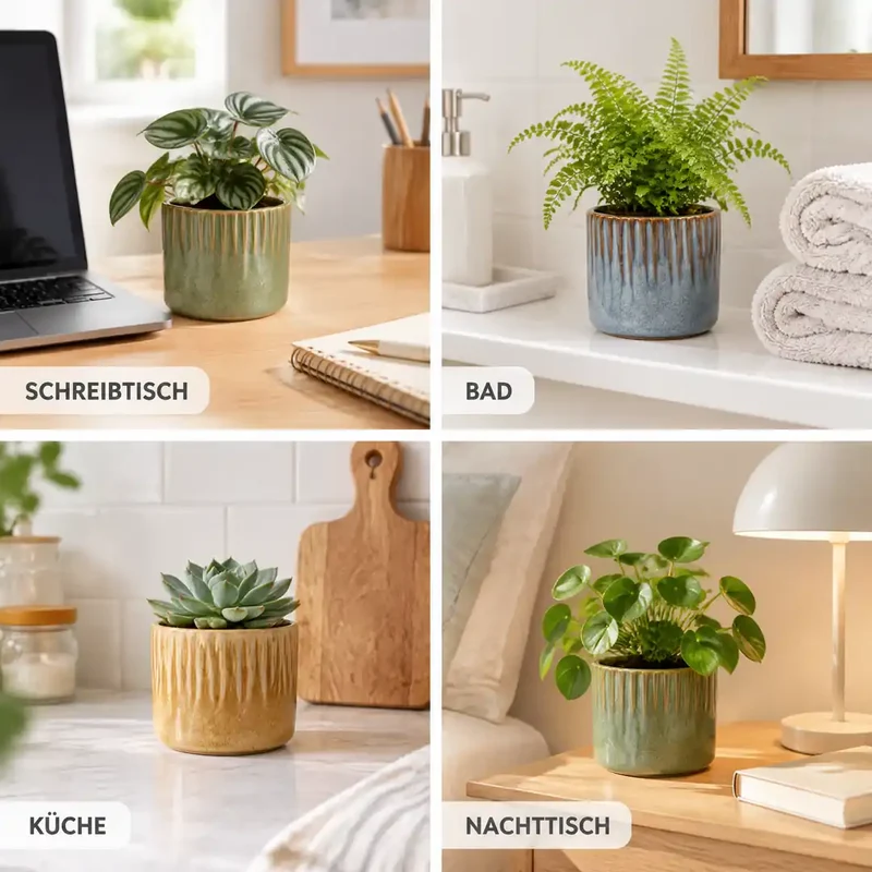Kleiner Blumentopf aus Keramik – Mini-Übertopf mit Rillen, 3 Farben