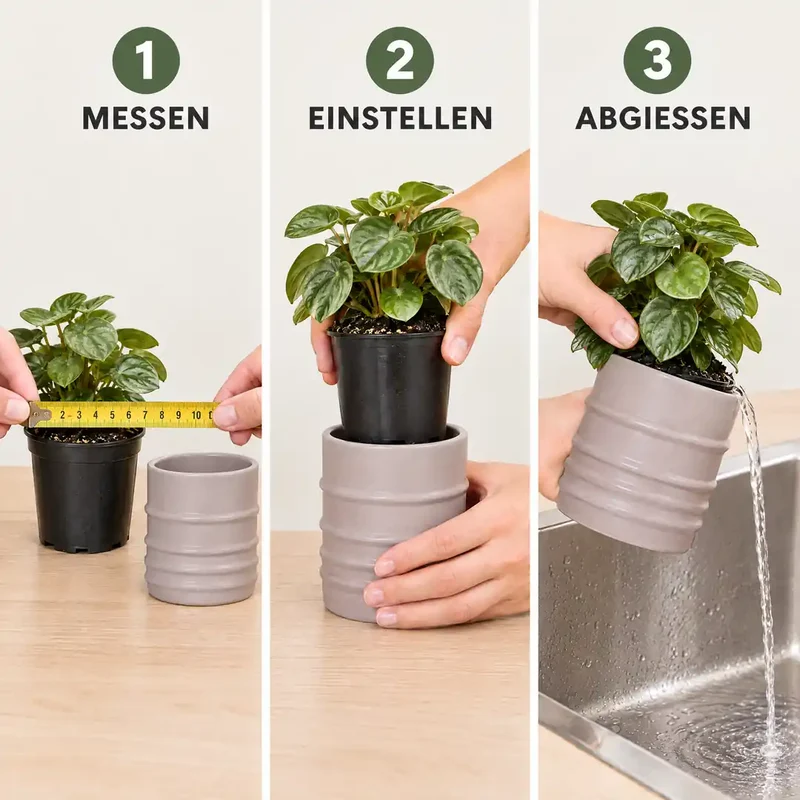 Übertopf schwarz, weiß, grau oder grün – matte Keramik mit Rillen