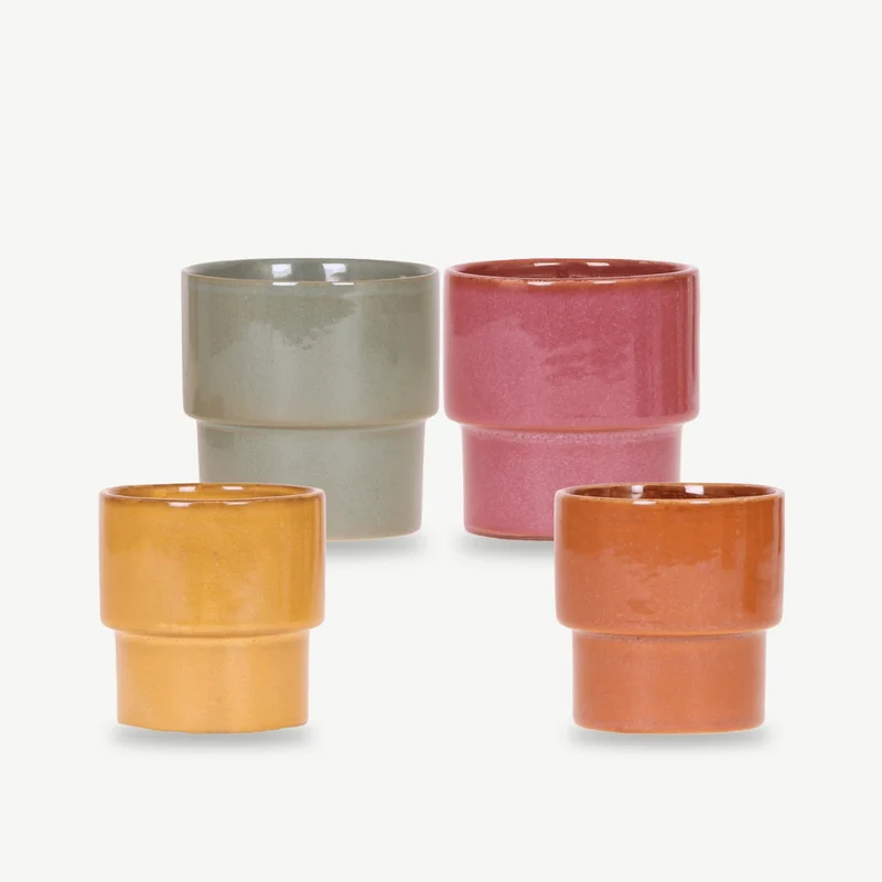 Übertopf für Zimmerpflanzen – Keramik im Retro-Look, 4 Farben