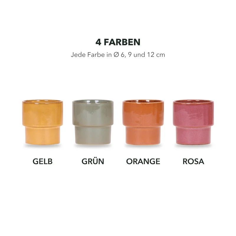Übertopf für Zimmerpflanzen – Keramik im Retro-Look, 4 Farben