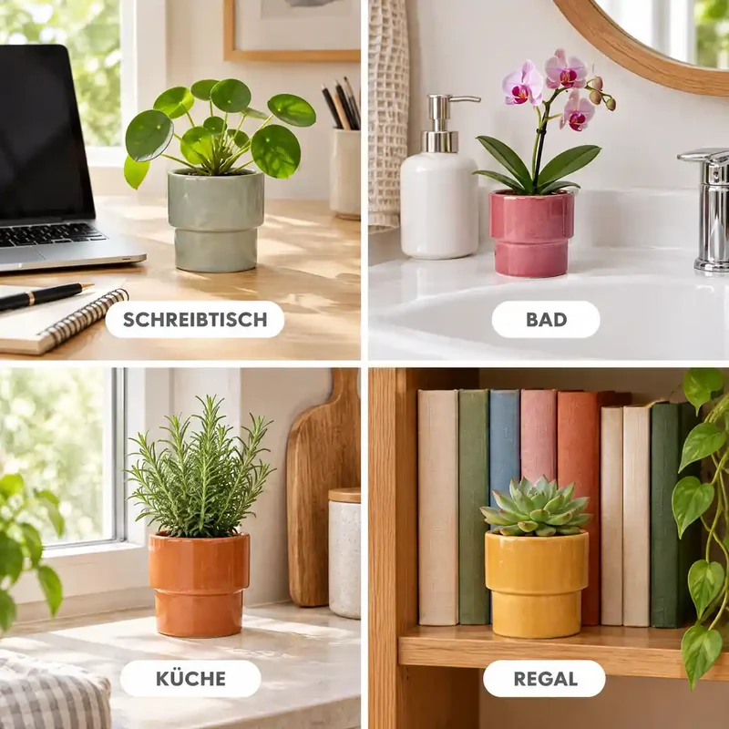 Übertopf für Zimmerpflanzen – Keramik im Retro-Look, 4 Farben