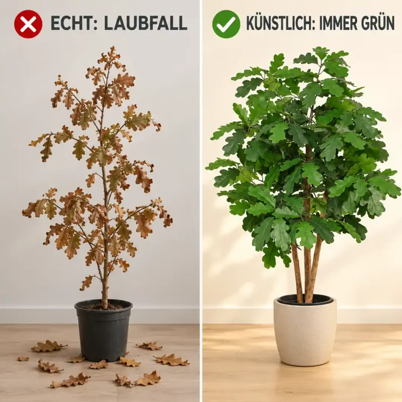 Kunstpflanze groß – künstliche Eiche, 90 cm im Topf