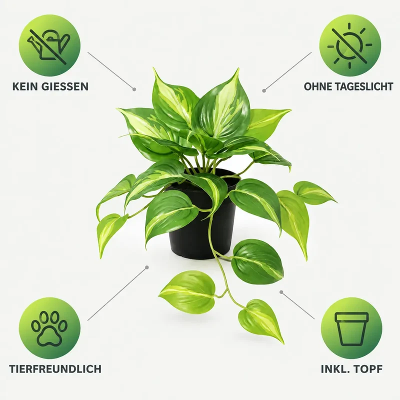 Kunstpflanze klein – künstliche Efeutute, 23 cm im Topf