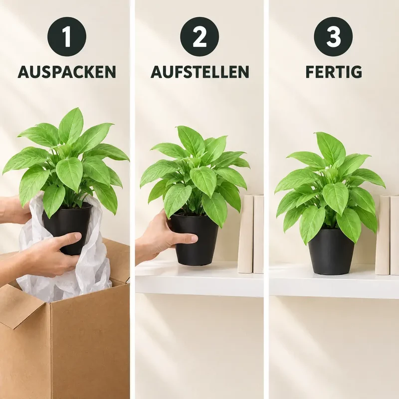 Kunstpflanze klein – künstliche Blattpflanze, 20 cm im Topf