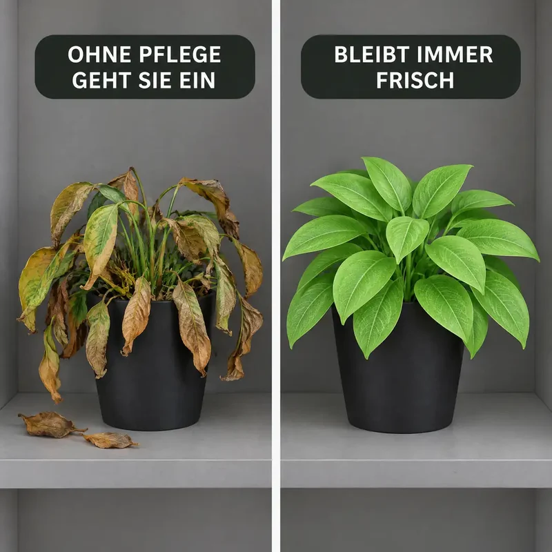 Kunstpflanze klein – künstliche Blattpflanze, 20 cm im Topf