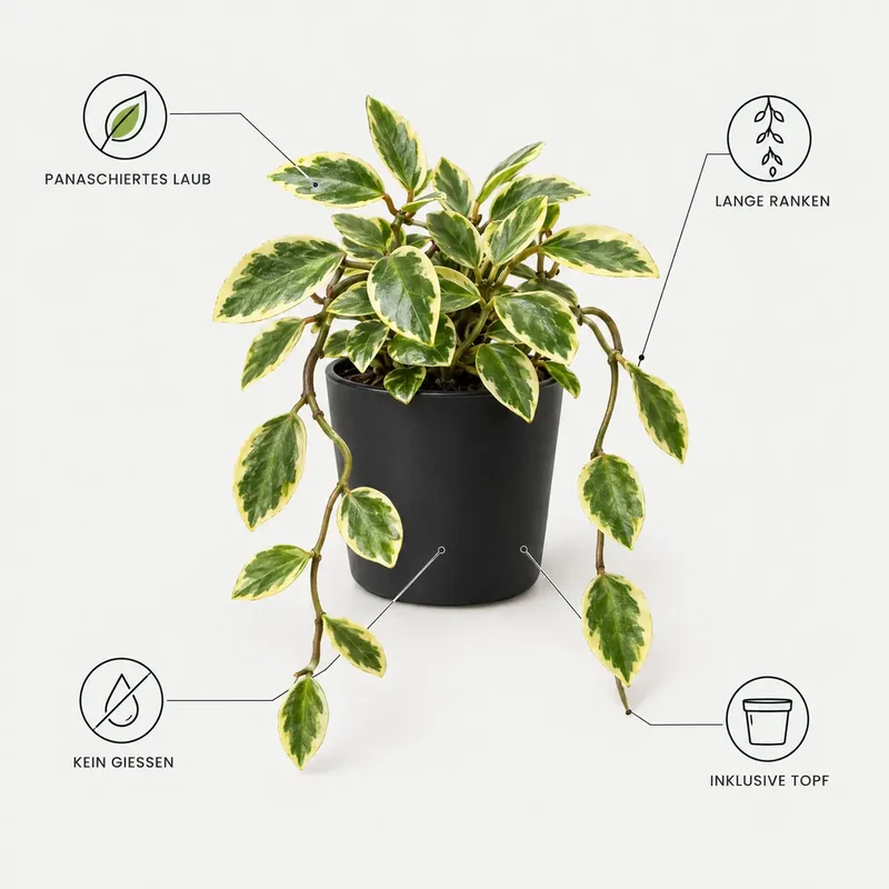 Kunstpflanze klein – künstliche Hängepflanze Hoya, 23 cm im Topf