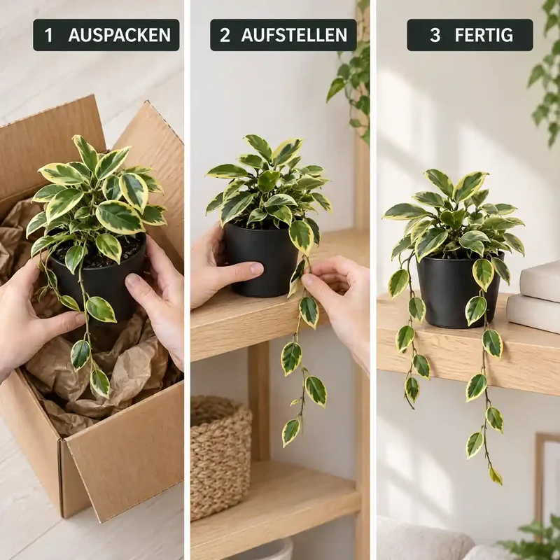 Kunstpflanze klein – künstliche Hängepflanze Hoya, 23 cm im Topf