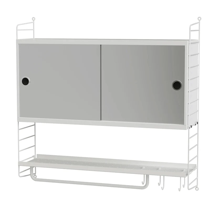 Badezimmer Wandregal Set mit Spiegel Weiß – String Furniture