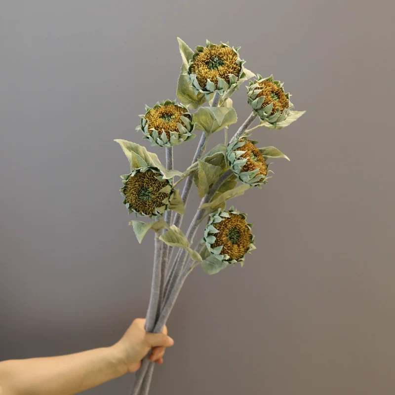 Hochwertige künstliche Sonnenblume, 62 cm, Einzelstiel, gelb oder schwarz-braun, für Zuhause, Hotel, Hochzeit, Schaufensterdekoration