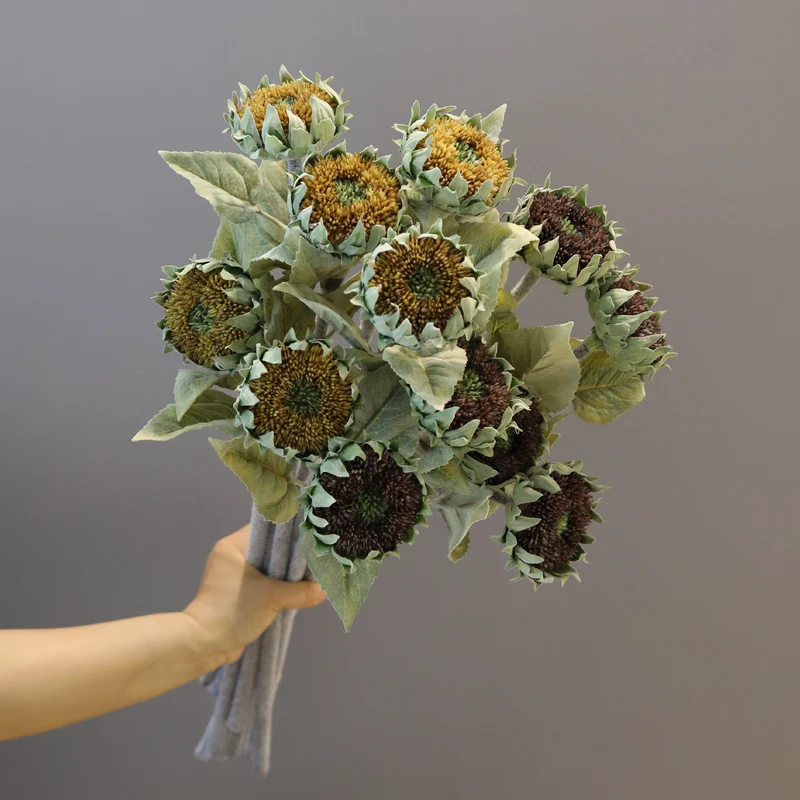 Hochwertige künstliche Sonnenblume, 62 cm, Einzelstiel, gelb oder schwarz-braun, für Zuhause, Hotel, Hochzeit, Schaufensterdekoration