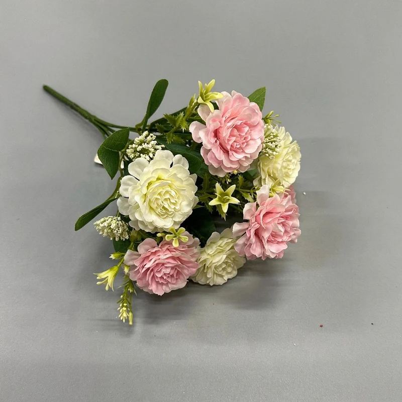 Künstlicher Pfingstrosen-Busch, 32 cm hoch, 6 Blüten, Mischmaterial, ideal für Hochzeiten, Dekoration, Floristik, Großhandel