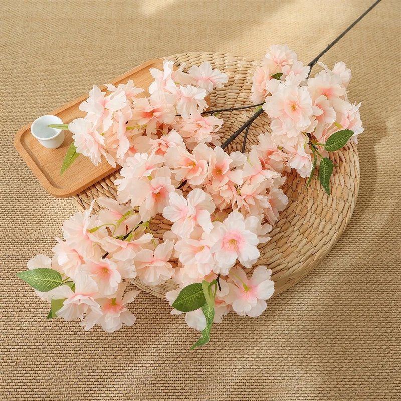 100 cm künstliche Kirschblüten-Zweigbusch aus Seidenstoff – Hochzeit, Innenraum, Dekoration, langlebig, allergenfrei