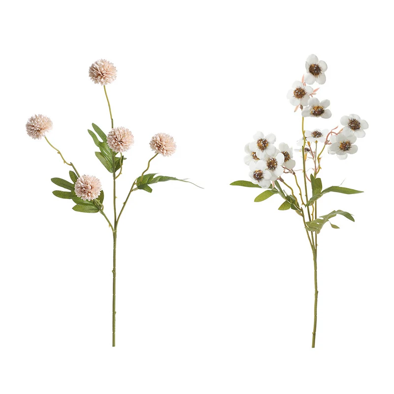 Künstliche Löwenzahn und kleine Pflaumenblüten Bouquet, 58 cm, Seidenstoff, modernes Design, für Zuhause und Hochzeiten