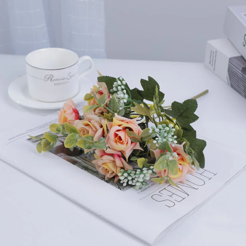 Künstliche Rosen-Busch, 5 Blüten, Seide, 50 cm, für Hochzeit, Dekoration, Innenraum, Mischfarben