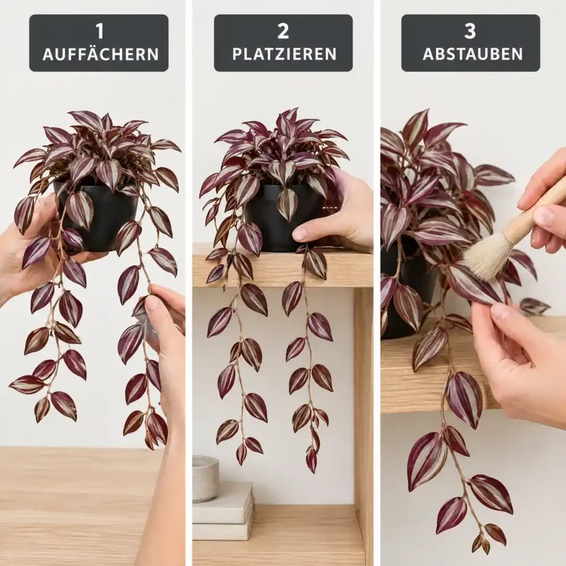 Kunstpflanze hängend – künstliches Zebrakraut, 32 cm im Topf