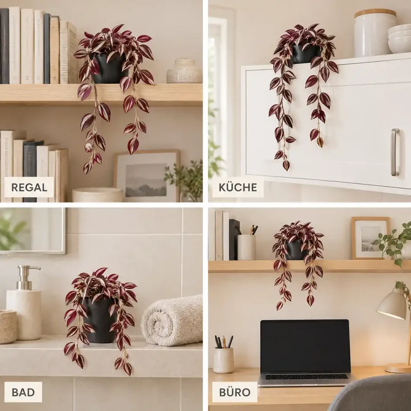 Kunstpflanze hängend – künstliches Zebrakraut, 32 cm im Topf