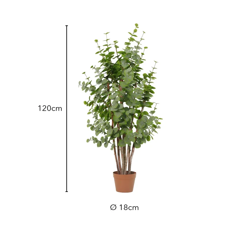 Kunstpflanze groß – künstlicher Eukalyptus, 120 cm im Topf