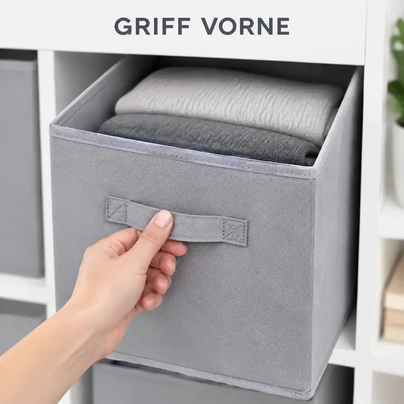 Aufbewahrungsbox Stoff – faltbare Regalbox mit Griff, 1 Stück