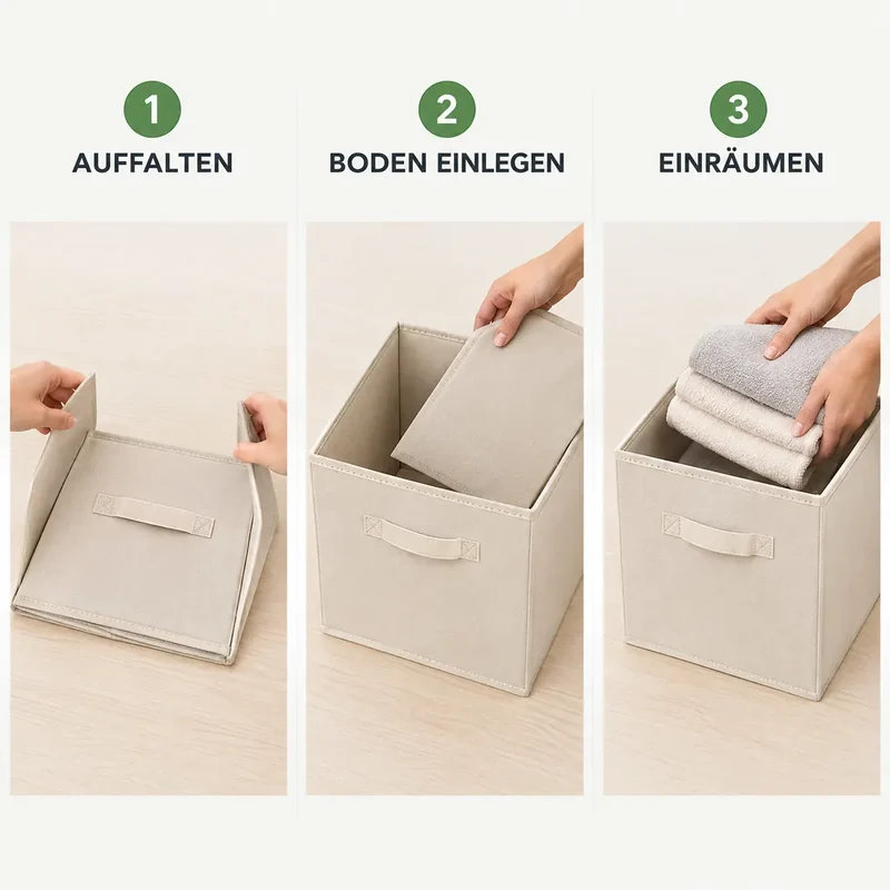 Aufbewahrungsbox Stoff – faltbare Regalbox mit Griff, 1 Stück