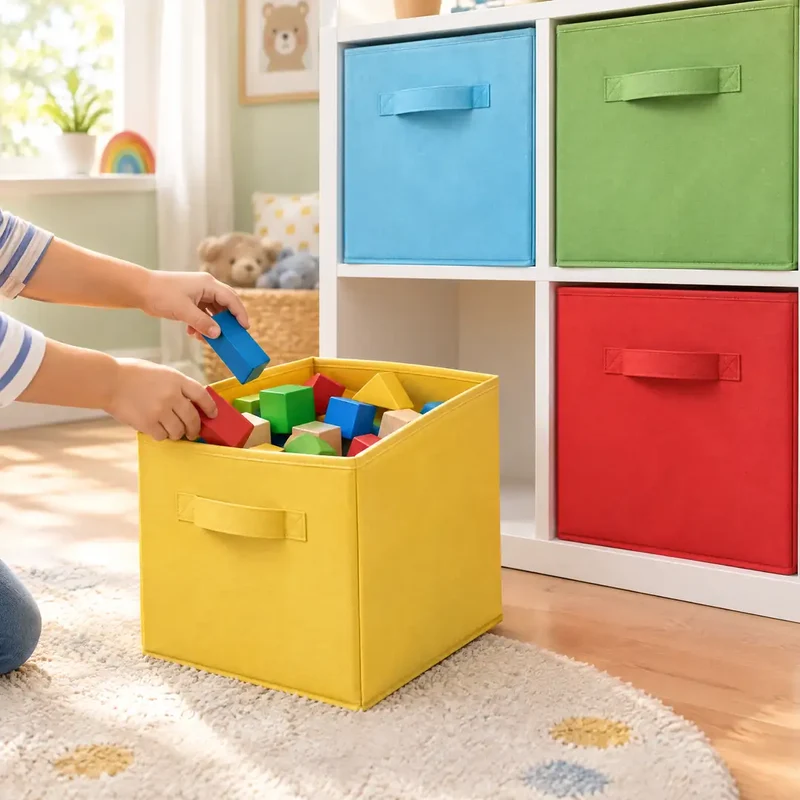 Aufbewahrungsbox Stoff – faltbare Regalbox mit Griff, 1 Stück