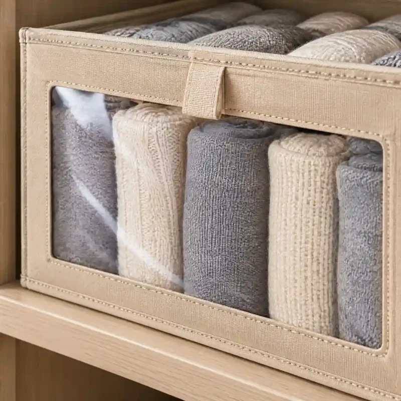 Kleiderschrank Organizer – faltbare Stoffbox mit Sichtfenster