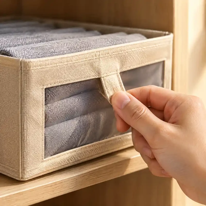 Kleiderschrank Organizer – faltbare Stoffbox mit Sichtfenster