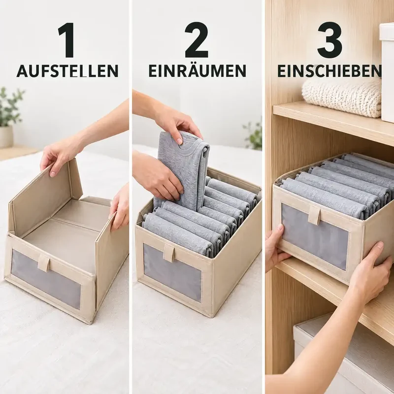Kleiderschrank Organizer – faltbare Stoffbox mit Sichtfenster