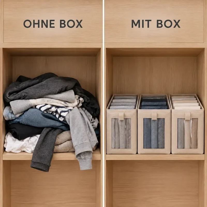 Kleiderschrank Organizer – faltbare Stoffbox mit Sichtfenster