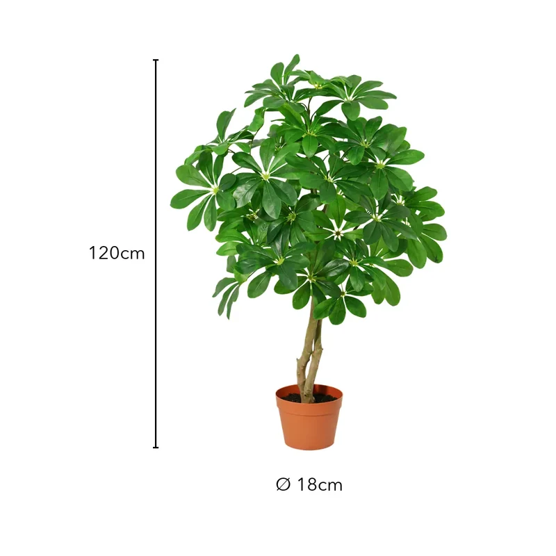 Kunstpflanze groß – künstliche Schefflera, 120 cm im Topf