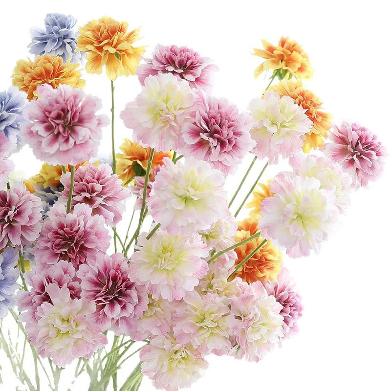 Künstliche Seidenblumen Carnation Busch, 80 cm hoch, 3 Blüten, 8 cm Durchmesser, für Hochzeit, Wohnkulturdeko, Floristik, Eventgestaltung