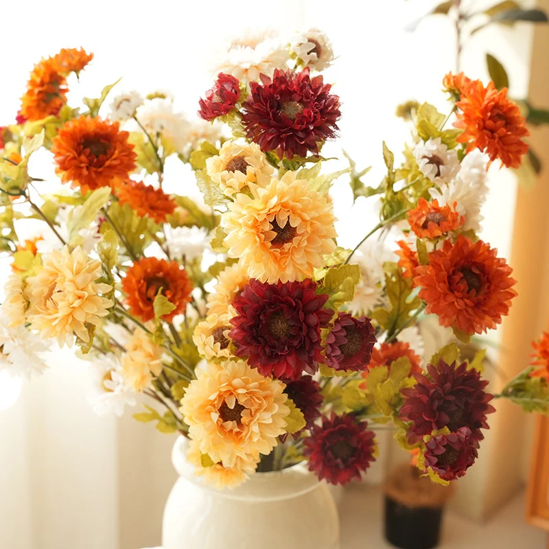 54 cm künstliche Gänseblümchen Busch mit 8 Blüten, Seide, modernes Design, für Zuhause, Innendekoration