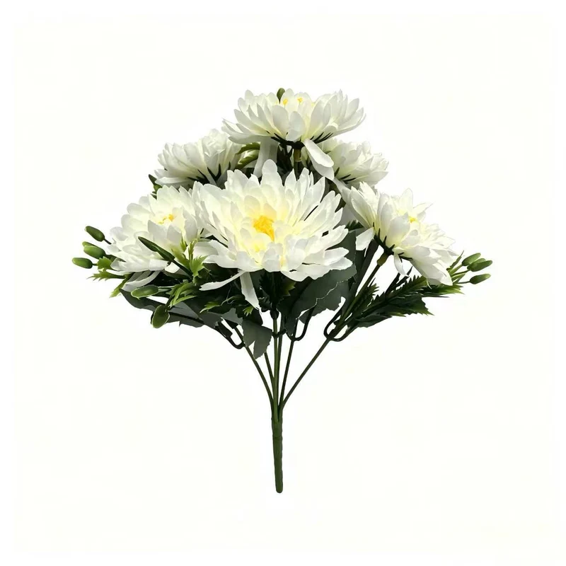 Künstliche Cosmea (Schönauge) Busch mit 6 Blüten, 33 cm, Seidenstoff, für Garten, Grabdekoration und Inneneinrichtung