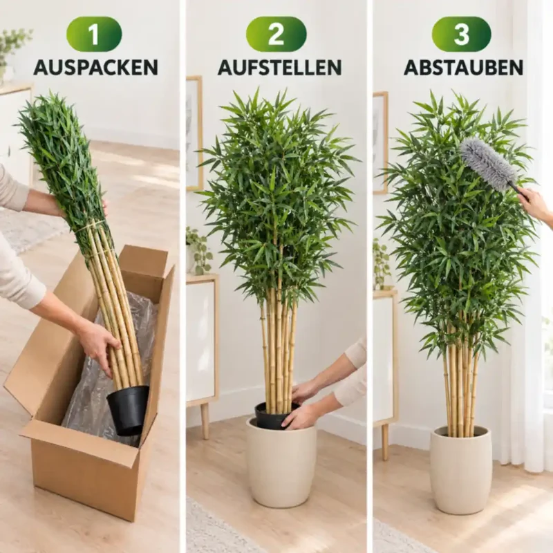 Kunstpflanze groß – künstlicher Bambus, 200 cm im Topf
