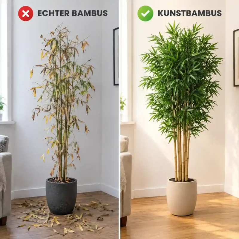 Kunstpflanze groß – künstlicher Bambus, 200 cm im Topf