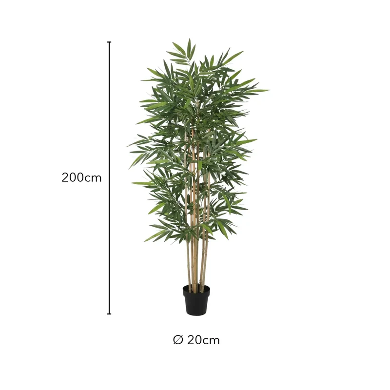 Kunstpflanze groß – künstlicher Bambus, 200 cm im Topf