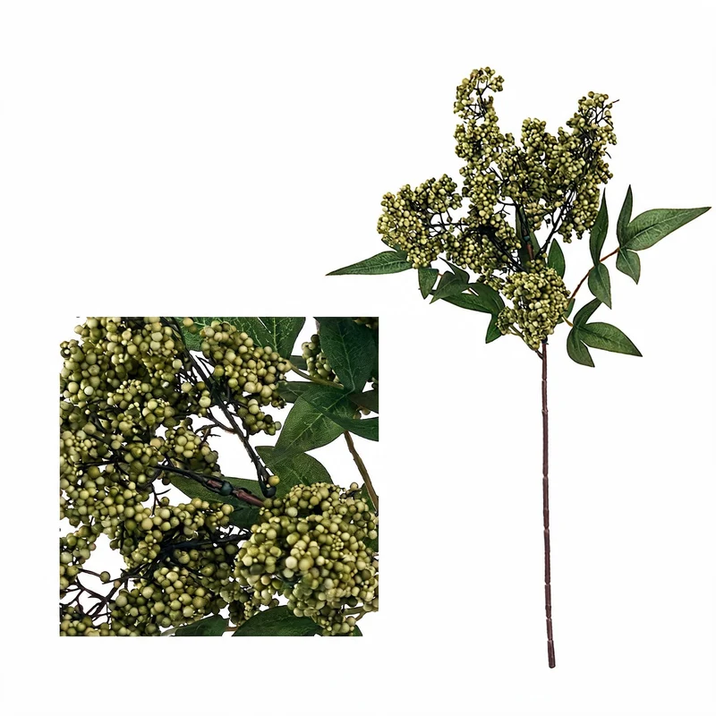 Künstliche Nandina-Beeren, 40 cm, realistischer Busch, für Hochzeitsdeko, Trauerfloristik und Innenraumgestaltung