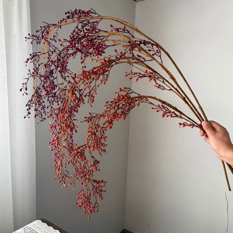 Künstliche Hängepflanze Bergreturn, 137 cm lang, Plastik, rot/orange, für Dekoration Hochzeit Event Ladenlokal