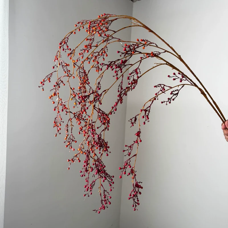 Künstliche Hängepflanze Bergreturn, 137 cm lang, Plastik, rot/orange, für Dekoration Hochzeit Event Ladenlokal