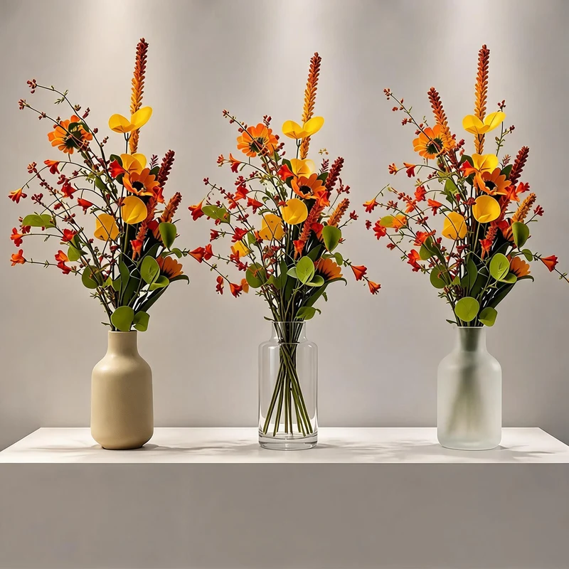 Künstliche Herbst-Gänseblümchen-Büschel 75 cm, realistische Kunstpflanze für Innenraum, Dekoration für Hochzeit, Café, Büro, Grabgestaltung