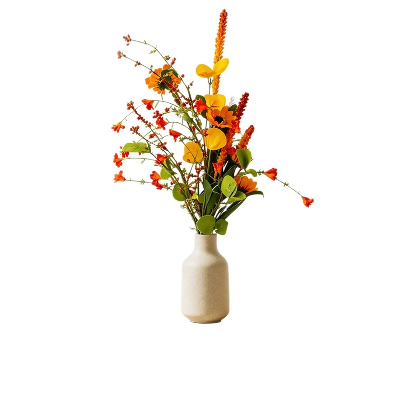 Künstliche Herbst-Gänseblümchen-Büschel 75 cm, realistische Kunstpflanze für Innenraum, Dekoration für Hochzeit, Café, Büro, Grabgestaltung