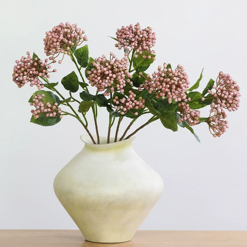 Künstliche Hortensienbeere, Seidenblumen-Deko, 54 cm Stiel, 2 Blüten, 10 cm Durchmesser, für Hochzeit, Shop-Deko, Innenraum