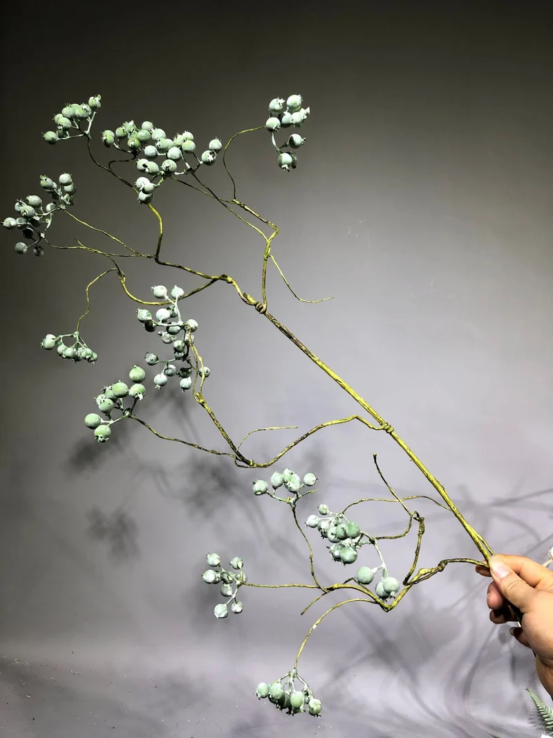 Künstliche Maulsbeere (Morus) Single Stem, 80 cm, weiß-grün, plastik, für Floristik, Hochzeiten, Dekoration