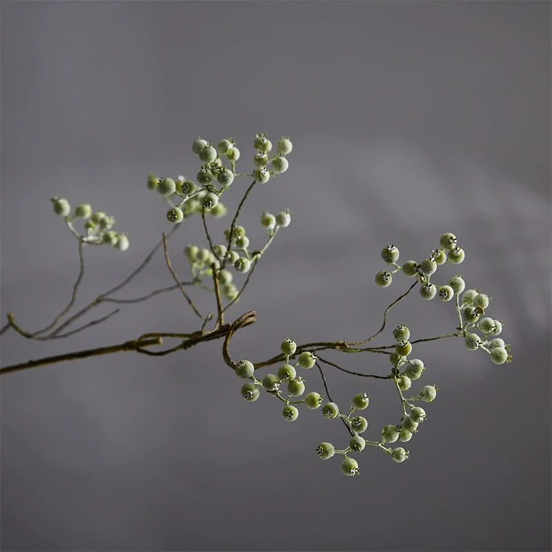 Künstliche Maulsbeere (Morus) Single Stem, 80 cm, weiß-grün, plastik, für Floristik, Hochzeiten, Dekoration