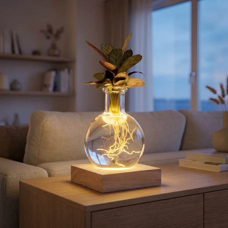 Calathea im Samoa-Glas mit LED-Beleuchtung