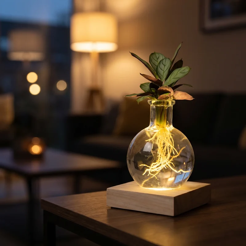 Calathea im Samoa-Glas mit LED-Beleuchtung