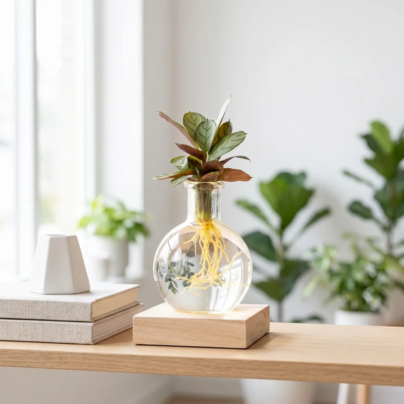 Calathea im Samoa-Glas mit LED-Beleuchtung