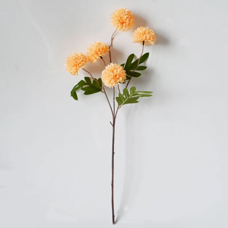 Künstliche Chrysanthemen-Busch, 52 cm Höhe, Seidenmaterial, 5 Blüten, 6 cm Durchmesser, für Hochzeitsdekoration und Wohnaccessoires