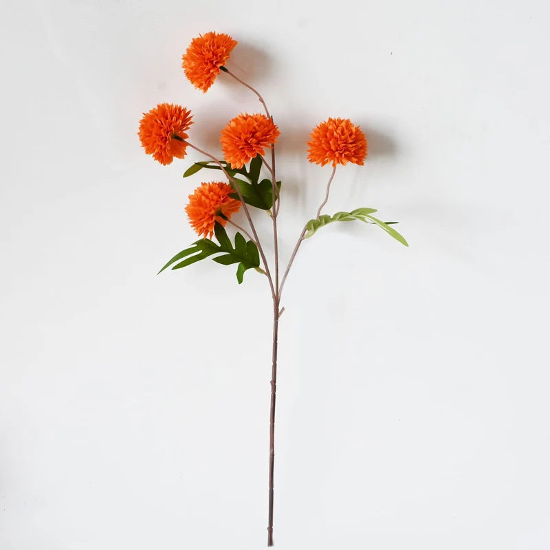 Künstliche Chrysanthemen-Busch, 52 cm Höhe, Seidenmaterial, 5 Blüten, 6 cm Durchmesser, für Hochzeitsdekoration und Wohnaccessoires