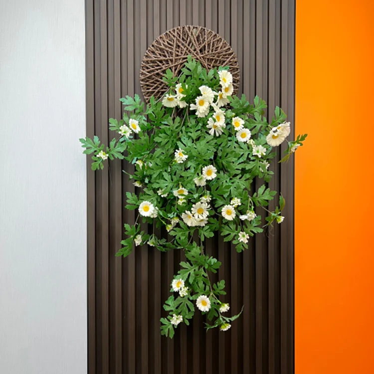 Künstliche Gänseblümchen-Ranke 80 cm mit Wandhalterung, Dekorative Hängepflanze für Innenraum, Hochzeit, Café, Büro