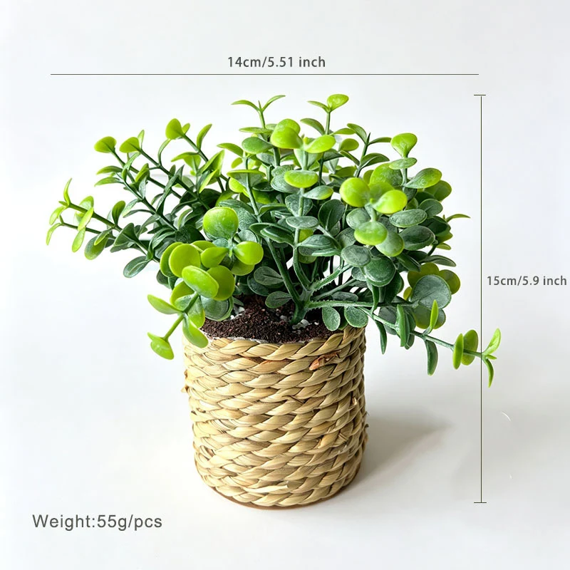 Künstliche Pflanze im Topf, 15 cm, Baby’s Breath-Cluster, gemischtes Material, für Zuhause, Büro, Hoteldekoration, langlebig